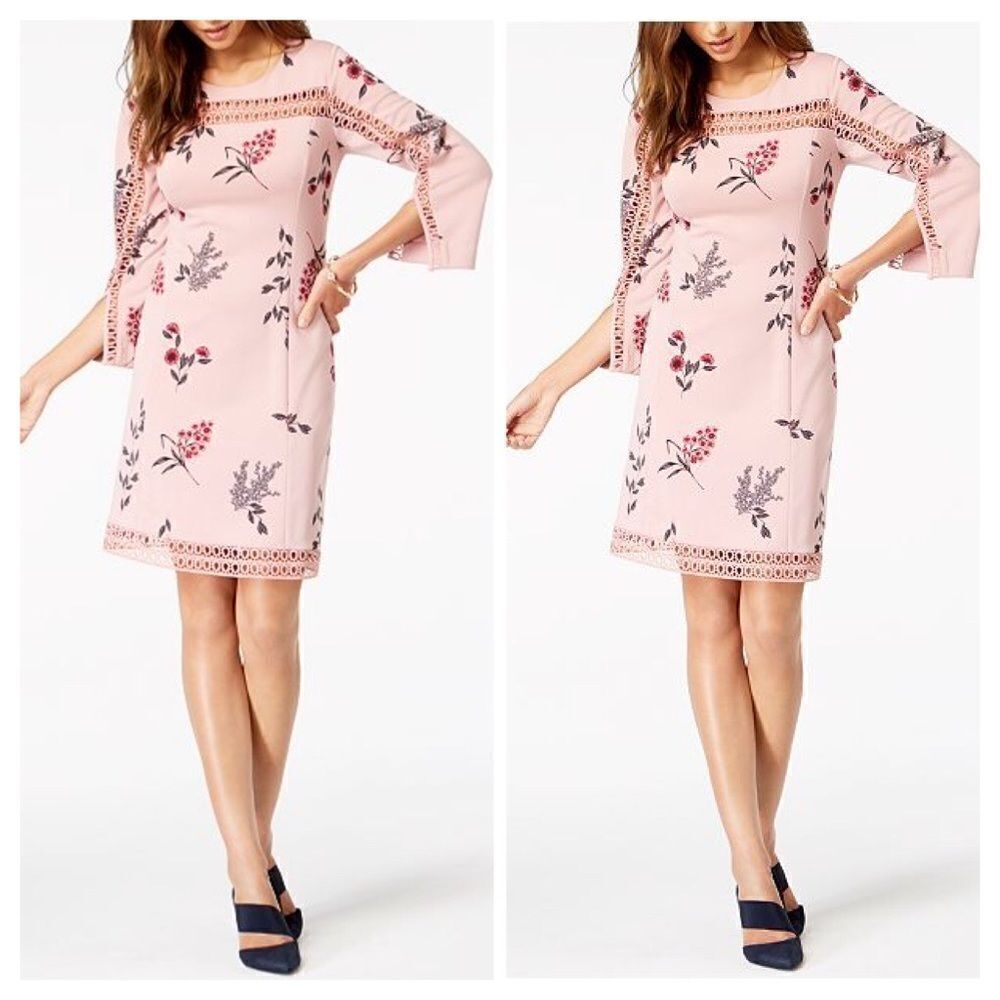 Alfani Petite Illusion Lace Shift Dress Size 4